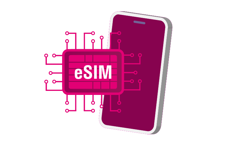 An illustration of a smartphone with a prominent eSIM chip graphic, highlighting modern mobile connectivity technology and smart eSIM options available in Australia